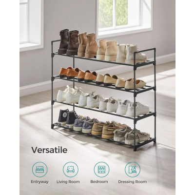 Čierny kovový botník - 4 poschodia, 92 x 30 x 74 cm