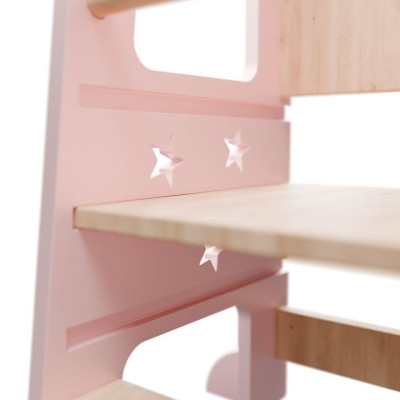 Rastúca detská učebná veža, ružová, výškovo nastaviteľná