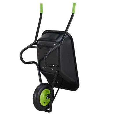 100 l záhradné kolesové vozíky s nafukovacím kolesom, čierne