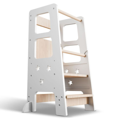 Rastúca detská učiaca veža, biela, výškovo prispôsobiteľná