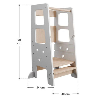 Rastúca detská učiaca veža, biela, výškovo prispôsobiteľná