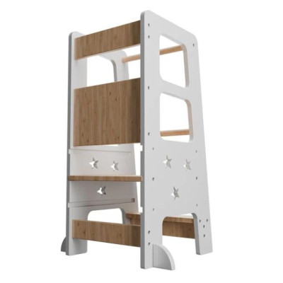 Rastúca detská učiaca veža, biela, výškovo prispôsobiteľná