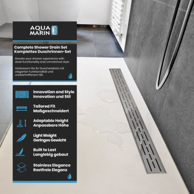 Aquamarin Sprchový odtok, prerušovaný, 140 cm