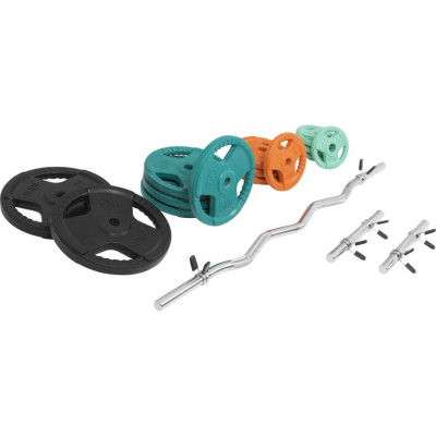 Gorilla Sports Set nakladacích tyčí + závažia, pružiny, 70 kg