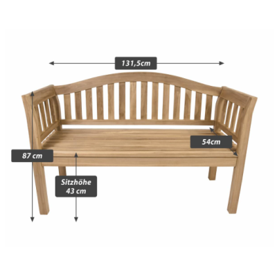 Záhradná lavica DIVERO 2miestna, neošetrená, 131,5 cm