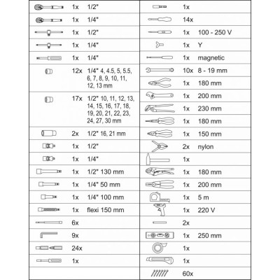 Kufor s náradím Alu premium - 186 kusov, 37 x 52 x 20 cm
