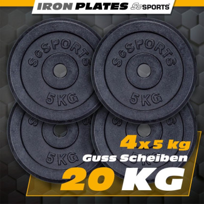 Sada liatinových kotúčov 20 kg, 4x5 kg, priemer 30 mm