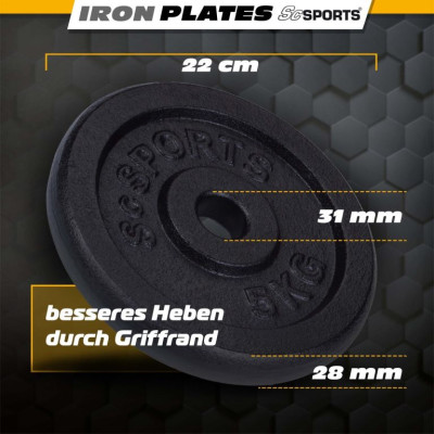 Sada liatinových kotúčov 20 kg, 4x5 kg, priemer 30 mm