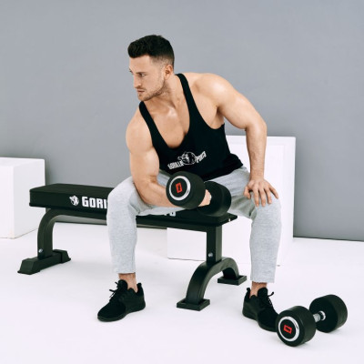 Gorilla Sports Liatinová pogumovaná jednoručná činka, 15 kg