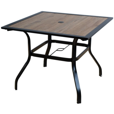 Kovový stôl na záhradu 94x94 cm, polywood, čierny