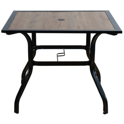 Kovový stôl na záhradu 94x94 cm, polywood, čierny