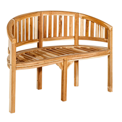 Teaková lavica do záhrady, oblý sedák,120 cm, prírodné drevo