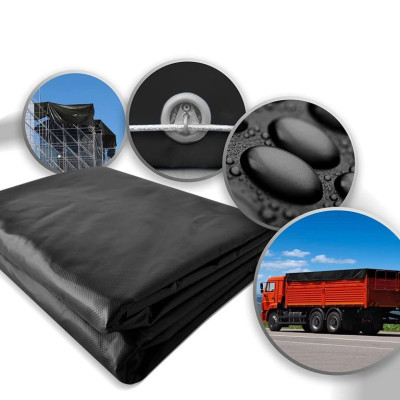 JAGO Plachta 650 g/m², hliníkové oká, čierna, 4 x 7 m