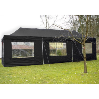 Záhradný párty stan čierny pavilón 3 x 9 m + bočné diely