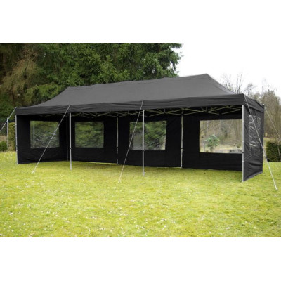 Záhradný párty stan čierny pavilón 3 x 9 m + bočné diely