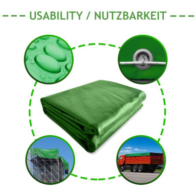 JAGO Plachta 650 g/m², hliníkové oká, zelená, 3 x 5 m