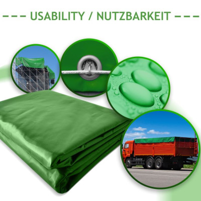 JAGO Plachta 650 g/m², hliníkové oká, zelená, 3 x 5 m