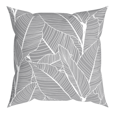 Dekoratívny vankúš VANESSA, sivé listy, 43 x 43 cm