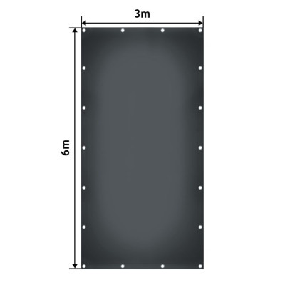 JAGO Plachta 650 g/m², hliníkové oká, antracit, 3 x 6 m