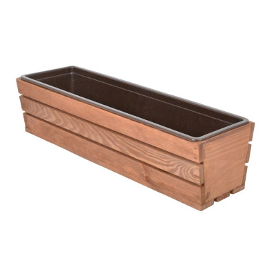 Záhradný truhlík z borovice 61 cm s plastovou vložkou, hnedý