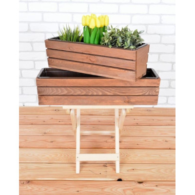 Záhradný truhlík z borovice 61 cm s plastovou vložkou, hnedý