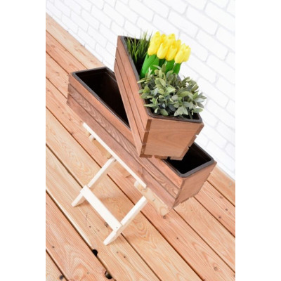 Záhradný truhlík z borovice 61 cm s plastovou vložkou, hnedý