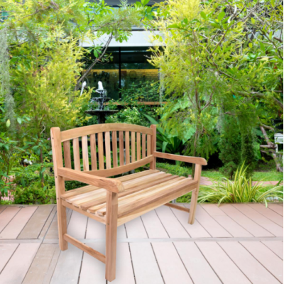 Záhradná lavička DIVERO, teakové drevo, neošetrené, 120 cm