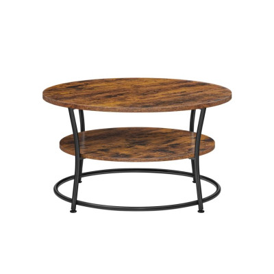 Kruhový konferenčný stolík 80 cm, rustikálna hnedá