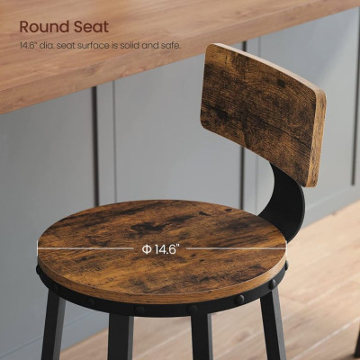 Priemyselné barové stoličky,  2 ks, rustikálna hnedá/čierna