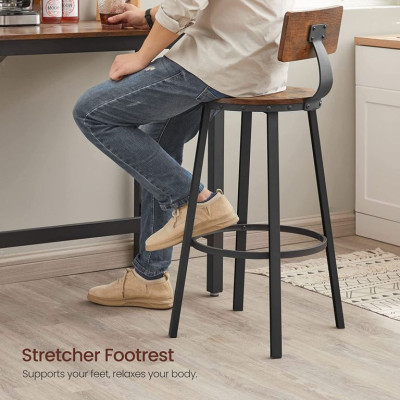 Priemyselné barové stoličky,  2 ks, rustikálna hnedá/čierna