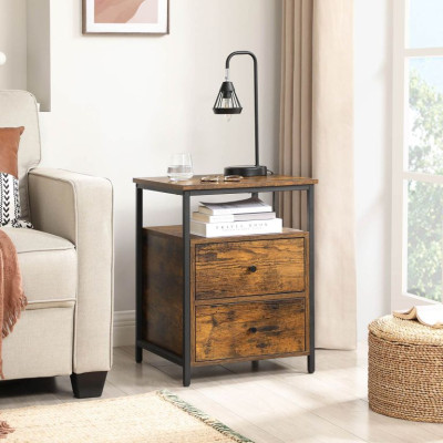 Industriálny nočný stolík s dvoma zásuvkami 45x45x60 cm