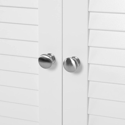 Biela kúpeľňová skrinka s lamelovými dvierkami 60x30x80 cm