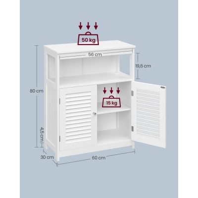 Biela kúpeľňová skrinka s lamelovými dvierkami 60x30x80 cm