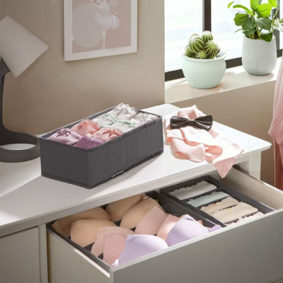 Sada 8 organizérov na spodnú bielizeň, sivá, skladateľná