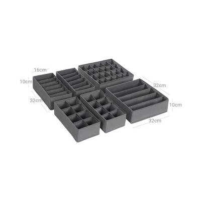 Sada 8 organizérov na spodnú bielizeň, sivá, skladateľná