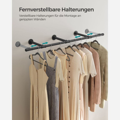 Nástenný vešiak na oblečenie z čiernej ocele, 170 cm