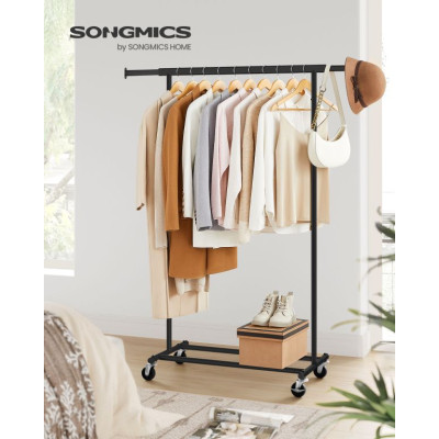 Oceľový vešiak na odevy na kolieskach, rozťahovateľný, 90 kg