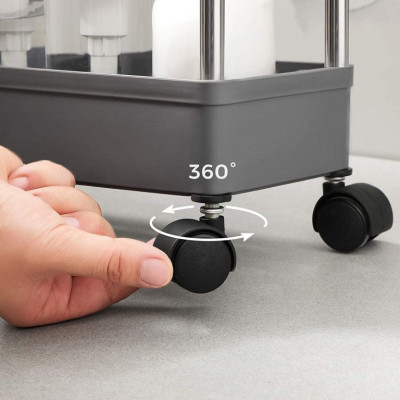 Pojazdný úložný vozík 4 poschodia, sivý, 40x12,5x88 cm