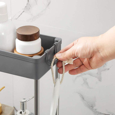 Pojazdný úložný vozík 4 poschodia, sivý, 40x12,5x88 cm