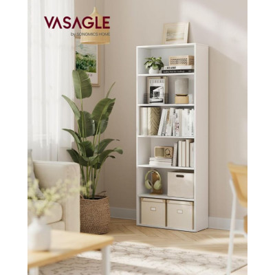 Úzka biela knižnica, 6 políc, 60 x 24 x 178,5 cm