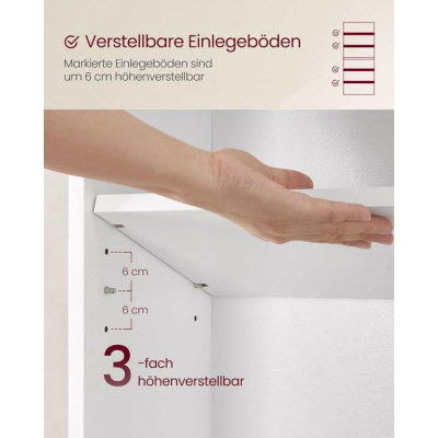 Úzka biela knižnica, 6 políc, 60 x 24 x 178,5 cm