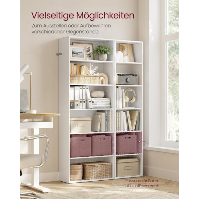 Úzka biela knižnica, 6 políc, 60 x 24 x 178,5 cm