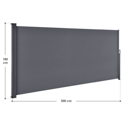 Výsuvná bočná clona, 500 x 180 cm, tmavošedá
