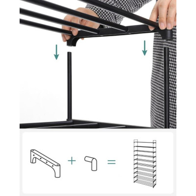 Vysoký 10-poschodový botník 30×94×206 cm čierny