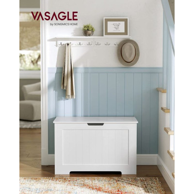 Biela úložná lavica s sedadlom a vekom, 76 × 48 × 40 cm