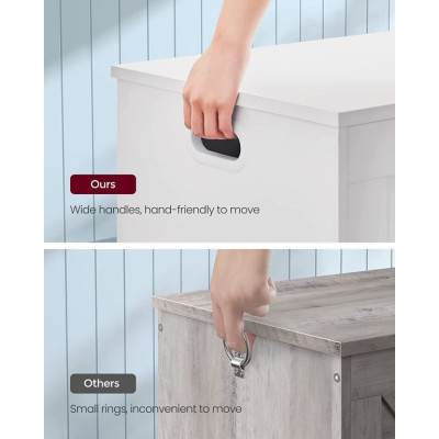 Biela úložná lavica s sedadlom a vekom, 76 × 48 × 40 cm