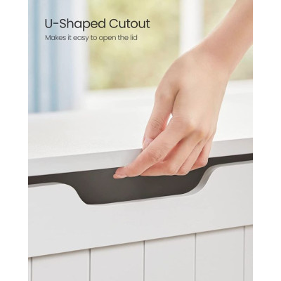 Biela úložná lavica s sedadlom a vekom, 76 × 48 × 40 cm