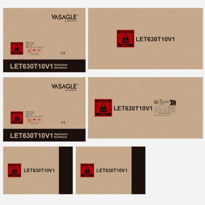 Nočný stolík VASAGLE s LED osvetlením, 3 zásuvky, biely