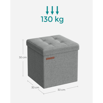 Skladací taburet s úložným priestorom 30×30 cm – svetlo šedý