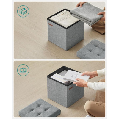 Skladací taburet s úložným priestorom 30×30 cm – svetlo šedý